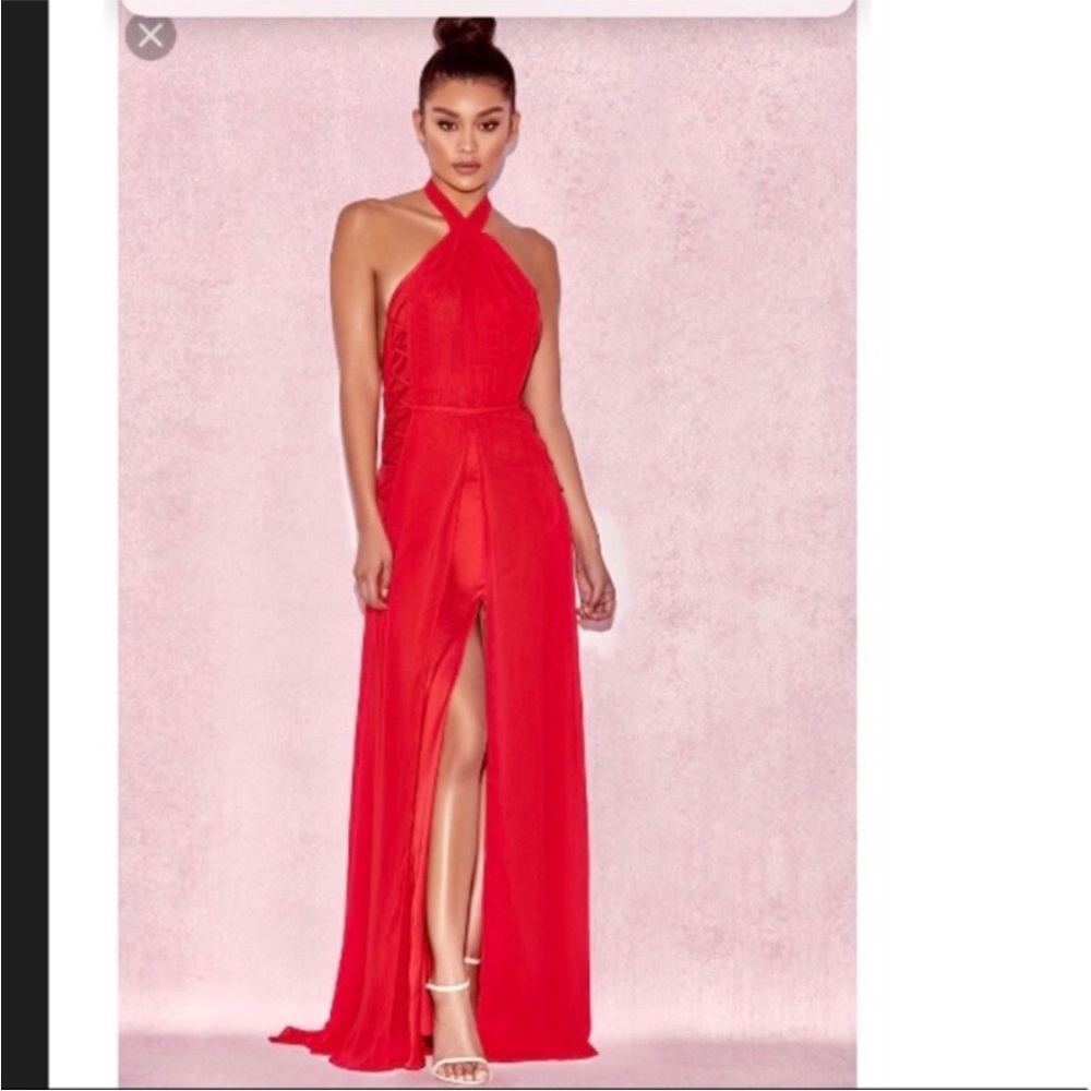 HOUSE OF CB Ranada Red Backless Halter Maxi Dress Size S Small NEW - Picture 9 of 15